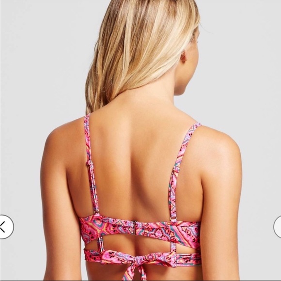 bikini top & bottom: coral rose tile wrap top w/ ruching bottom - Picture 3 of 11